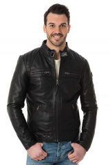 Men Genuine Leather Jacket MJ 20 freeshipping - SkinOutfit