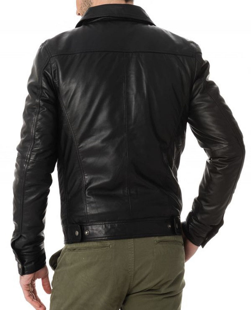 Men Lambskin Genuine Leather Jacket MJ214 freeshipping - SkinOutfit