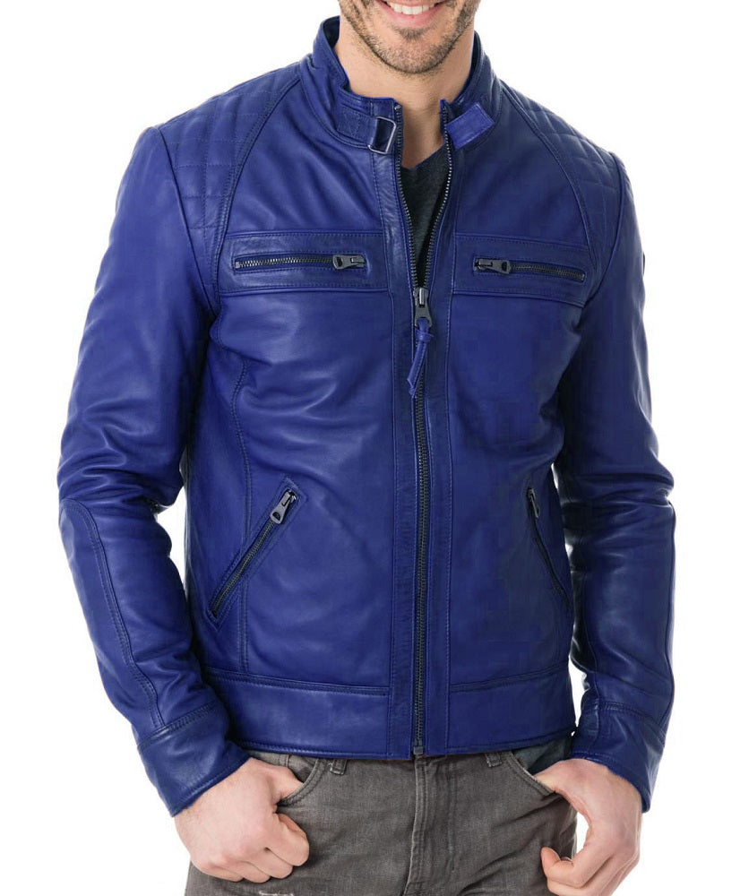 Men Lambskin Genuine Leather Jacket MJ216 freeshipping - SkinOutfit
