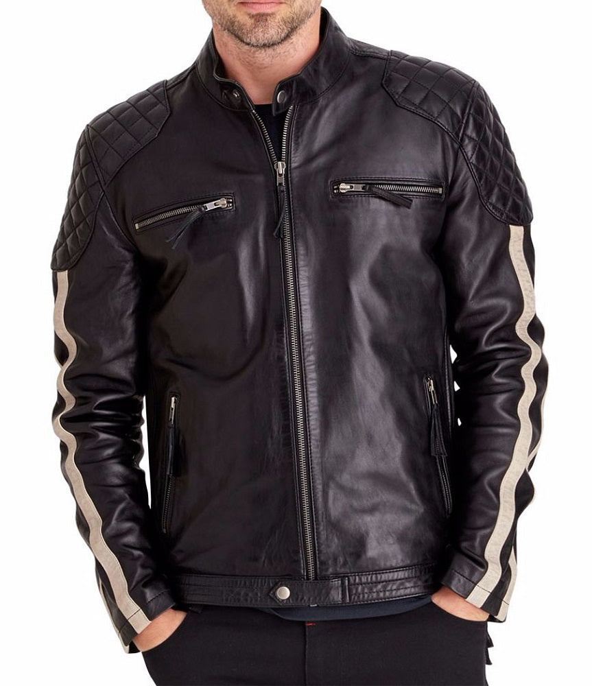 Men Lambskin Genuine Leather Jacket MJ217 freeshipping - SkinOutfit