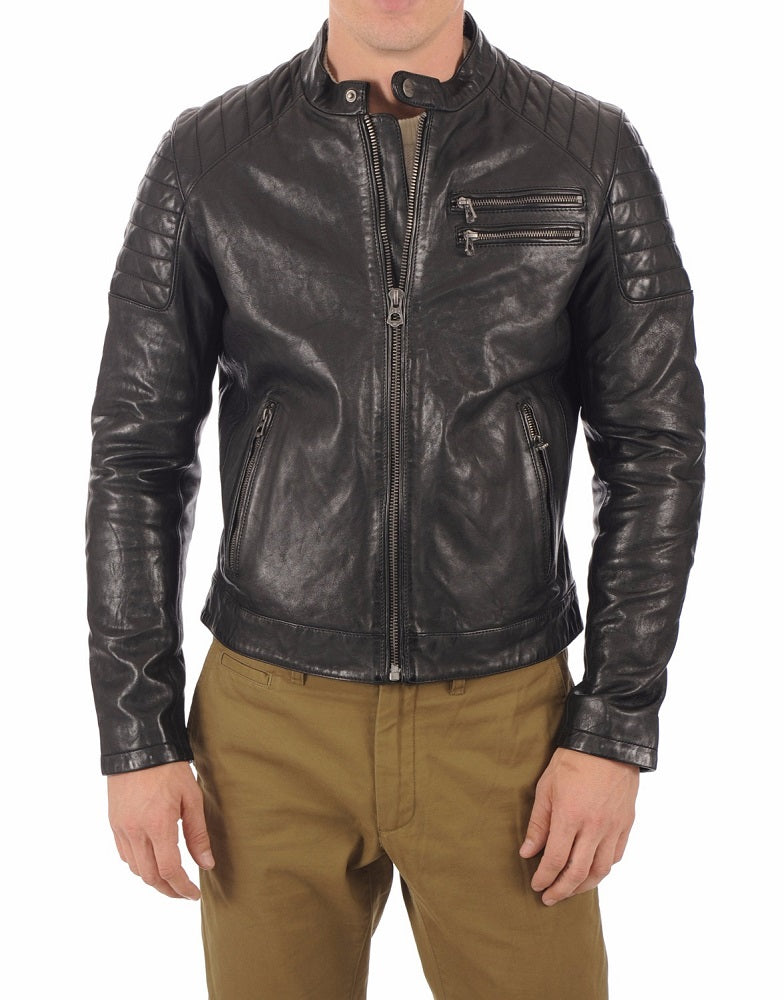 Men Lambskin Genuine Leather Jacket MJ218 freeshipping - SkinOutfit