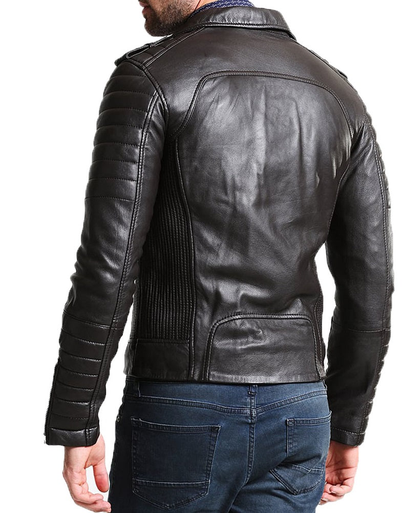 Men Lambskin Genuine Leather Jacket MJ220 freeshipping - SkinOutfit