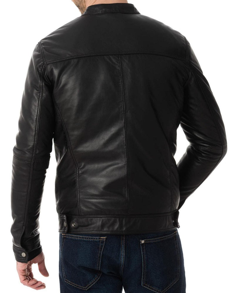 Men Lambskin Genuine Leather Jacket MJ222 freeshipping - SkinOutfit