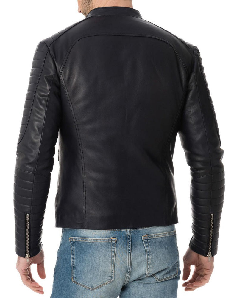 Men Lambskin Genuine Leather Jacket MJ225 freeshipping - SkinOutfit