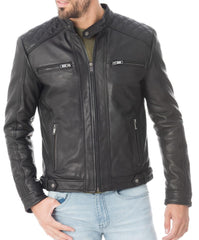 Men Lambskin Genuine Leather Jacket MJ227 freeshipping - SkinOutfit