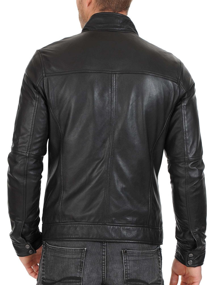 Men Lambskin Genuine Leather Jacket MJ 22 freeshipping - SkinOutfit