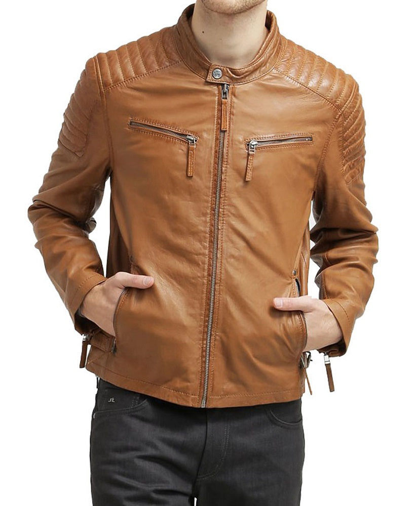 Men Lambskin Genuine Leather Jacket MJ232 freeshipping - SkinOutfit