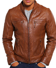Men Lambskin Genuine Leather Jacket MJ234 freeshipping - SkinOutfit