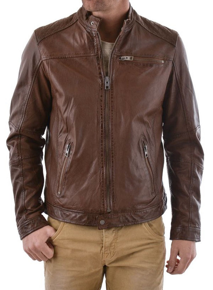 Men Lambskin Genuine Leather Jacket MJ235 freeshipping - SkinOutfit