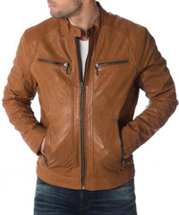 Men Lambskin Genuine Leather Jacket MJ238 freeshipping - SkinOutfit