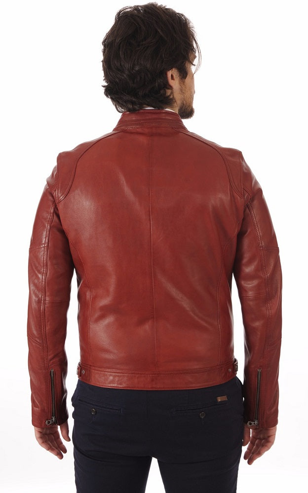 Men Genuine Leather Jacket MJ 23 freeshipping - SkinOutfit