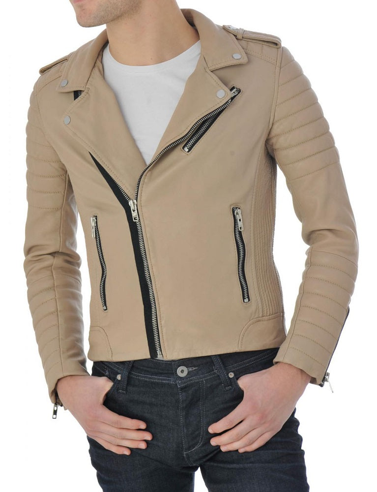 Men Lambskin Genuine Leather Jacket MJ243 freeshipping - SkinOutfit