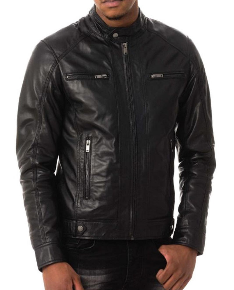 Men Lambskin Genuine Leather Jacket MJ244 freeshipping - SkinOutfit