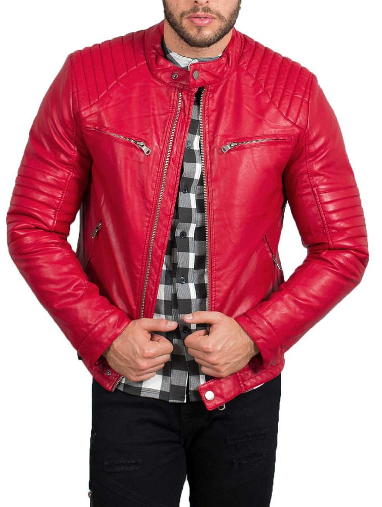 Men Lambskin Genuine Leather Jacket MJ248 freeshipping - SkinOutfit