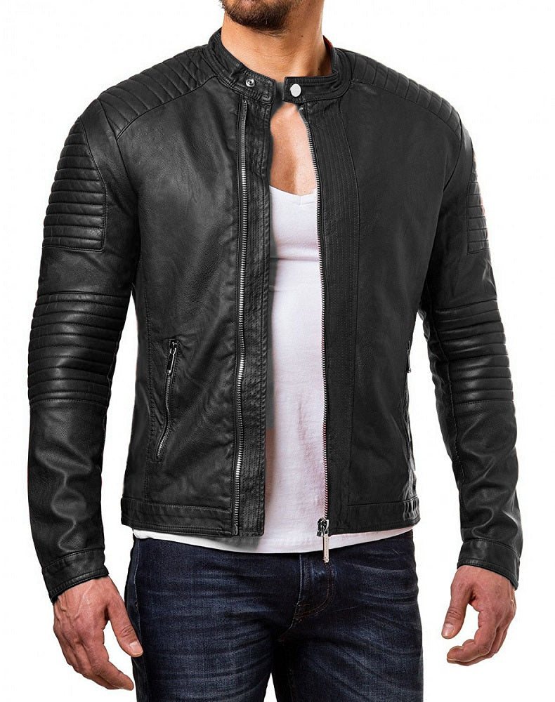 Men Lambskin Genuine Leather Jacket MJ249 freeshipping - SkinOutfit