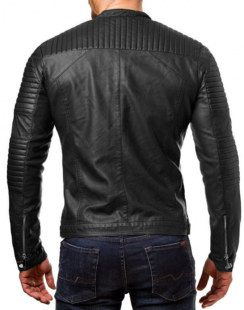 Men Lambskin Genuine Leather Jacket MJ249 freeshipping - SkinOutfit