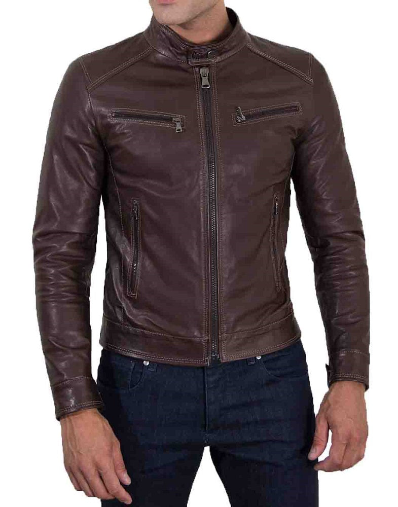 Men Lambskin Genuine Leather Jacket MJ254 freeshipping - SkinOutfit
