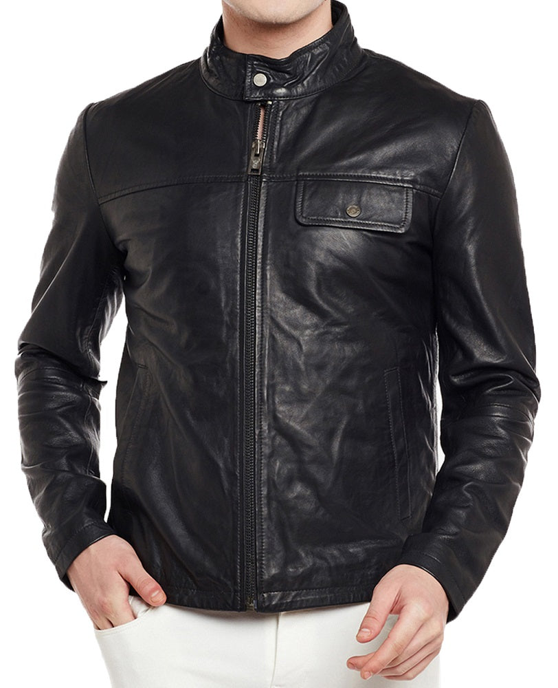 Men Lambskin Genuine Leather Jacket MJ257 freeshipping - SkinOutfit