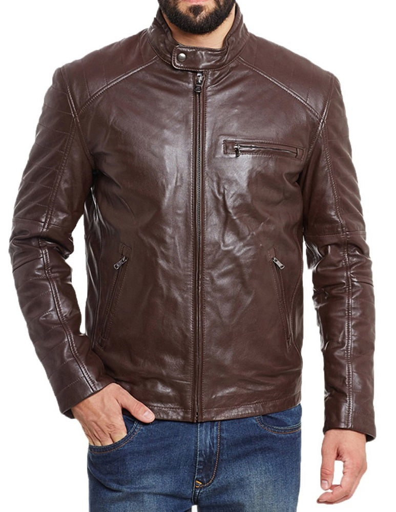 Men Lambskin Genuine Leather Jacket MJ258 freeshipping - SkinOutfit