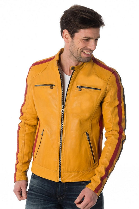 Men Genuine Leather Jacket MJ 25 freeshipping - SkinOutfit