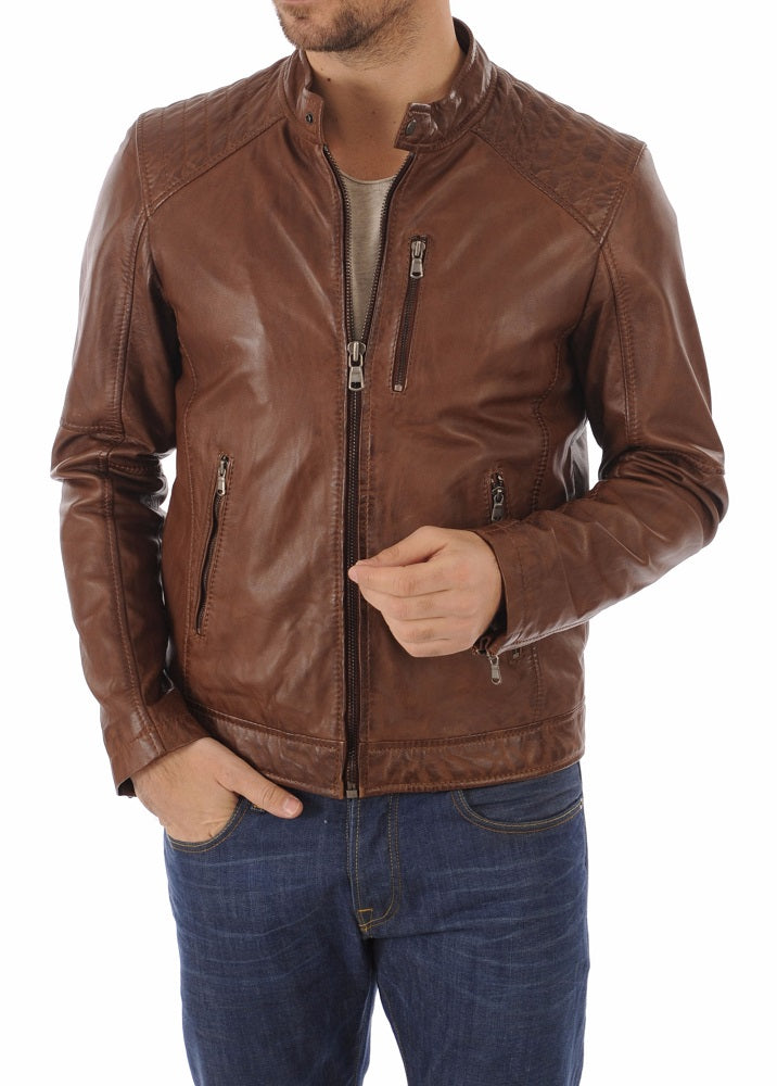 Men Lambskin Genuine Leather Jacket MJ265 freeshipping - SkinOutfit