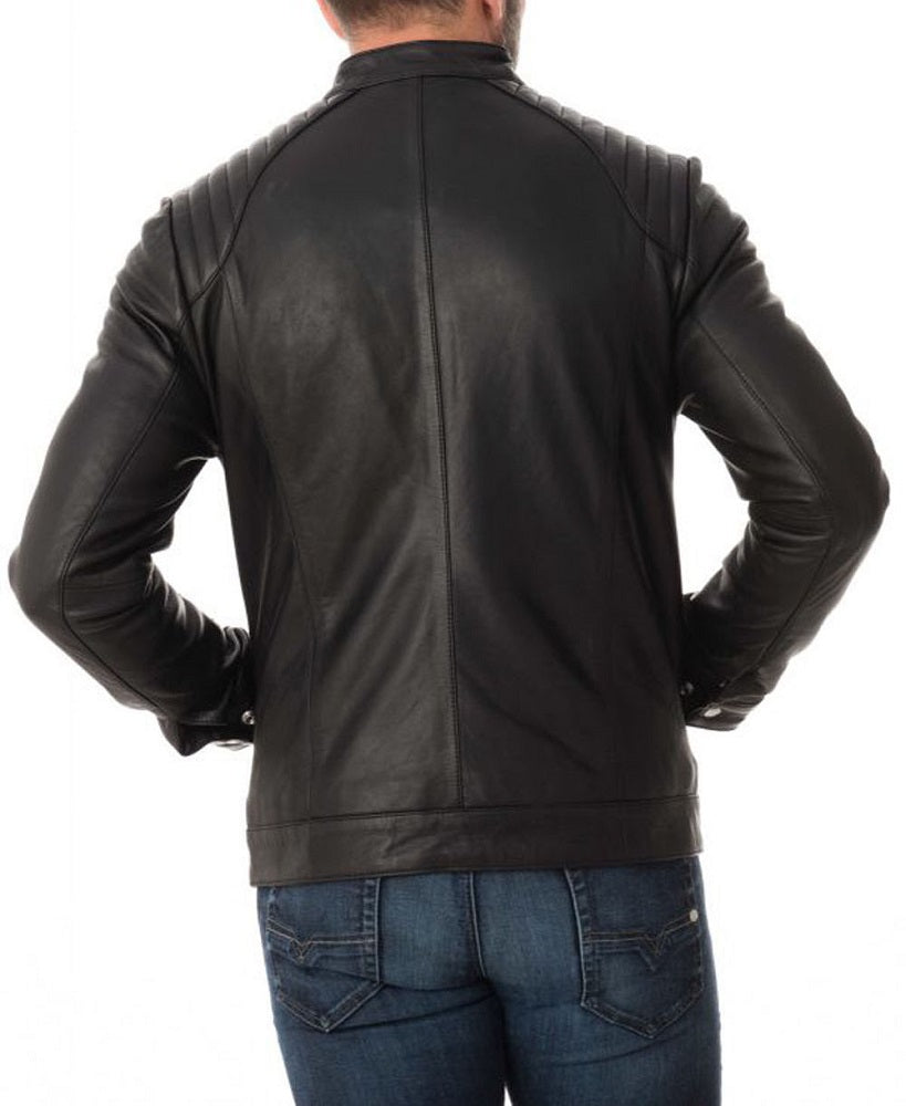 Men Lambskin Genuine Leather Jacket MJ267 freeshipping - SkinOutfit