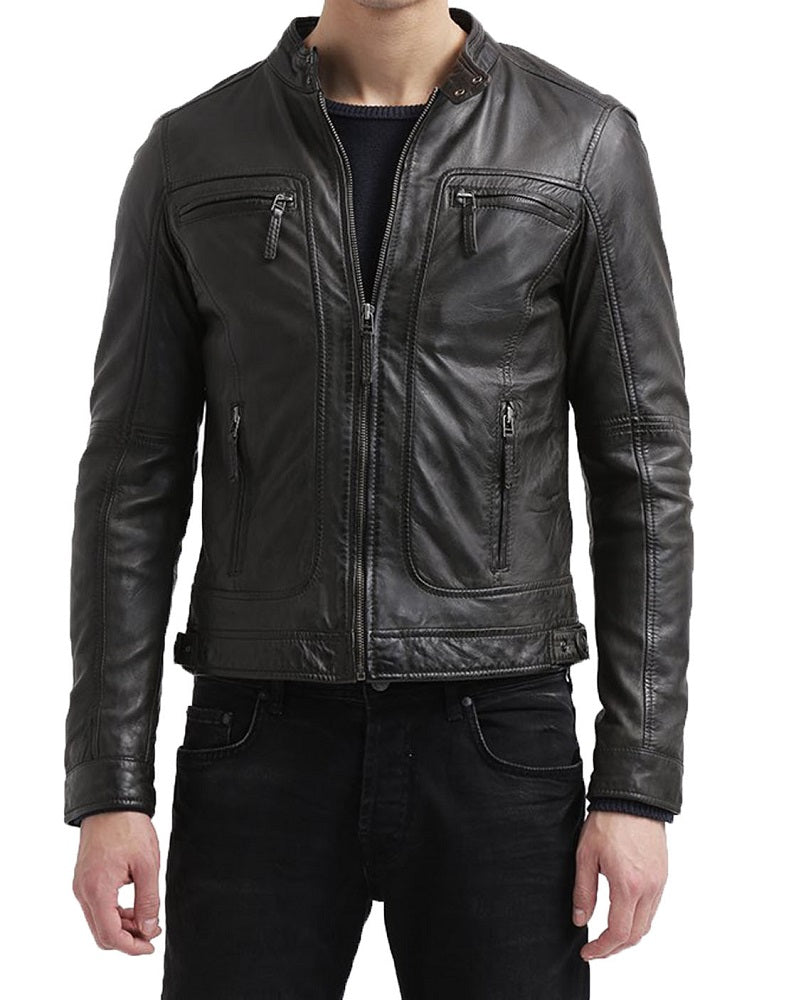 Men Lambskin Genuine Leather Jacket MJ272 freeshipping - SkinOutfit