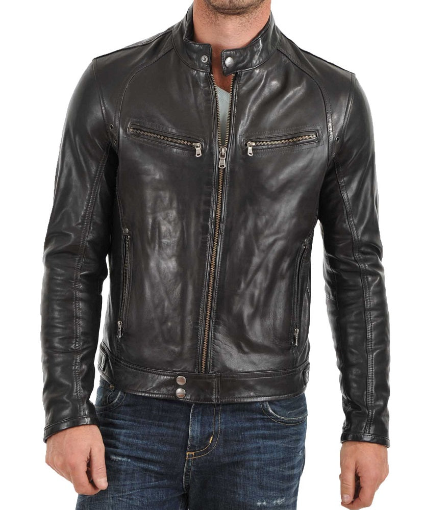 Men Lambskin Genuine Leather Jacket MJ277 freeshipping - SkinOutfit