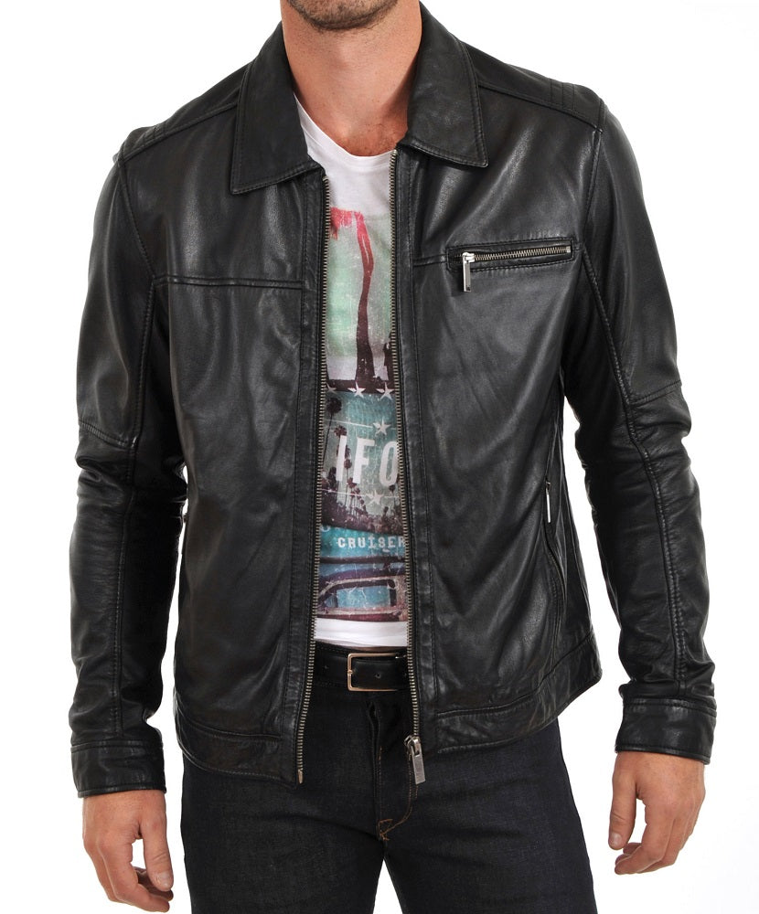 Men Lambskin Genuine Leather Jacket MJ280 freeshipping - SkinOutfit