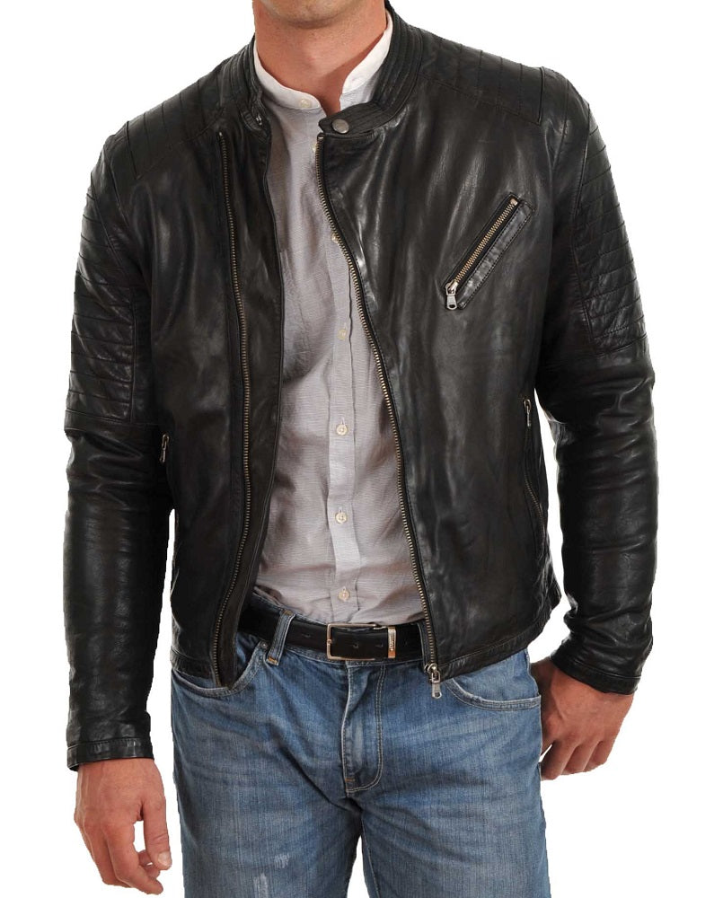 Men Lambskin Genuine Leather Jacket MJ281 freeshipping - SkinOutfit