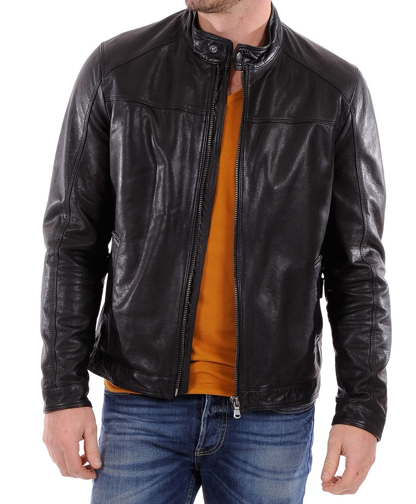 Men Lambskin Genuine Leather Jacket MJ282 freeshipping - SkinOutfit
