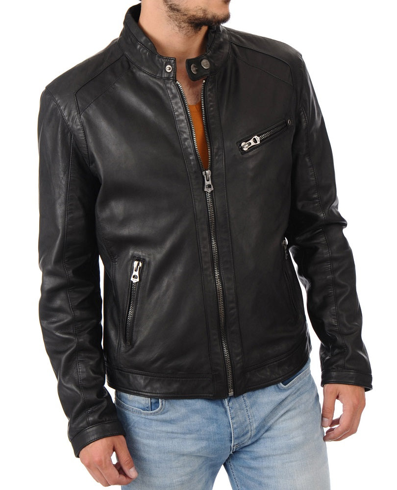 Men Lambskin Genuine Leather Jacket MJ284 freeshipping - SkinOutfit