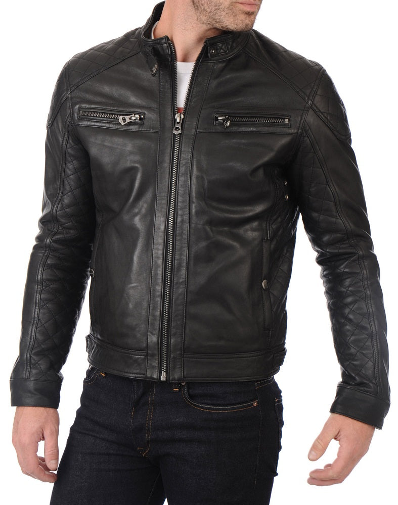 Men Lambskin Genuine Leather Jacket MJ285 freeshipping - SkinOutfit