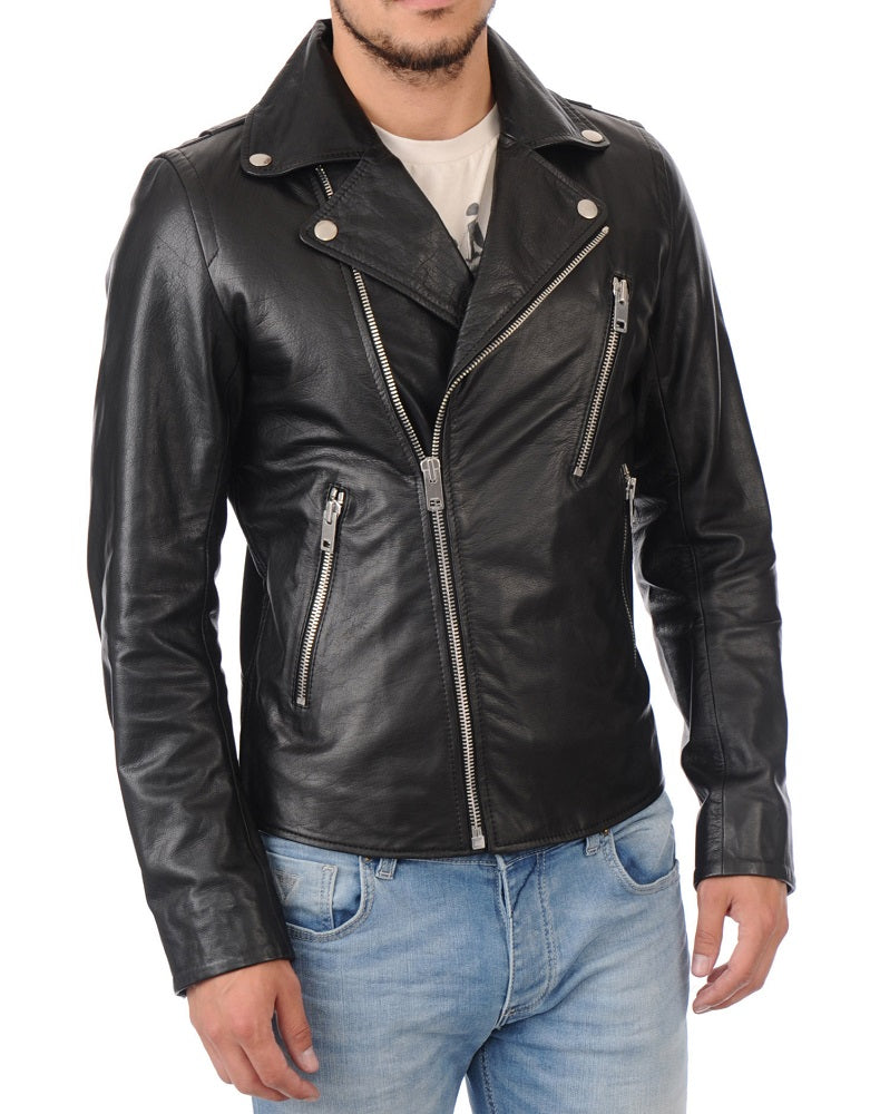 Men Lambskin Genuine Leather Jacket MJ289 freeshipping - SkinOutfit