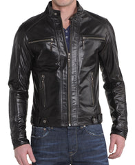 Men Lambskin Genuine Leather Jacket MJ 28 freeshipping - SkinOutfit