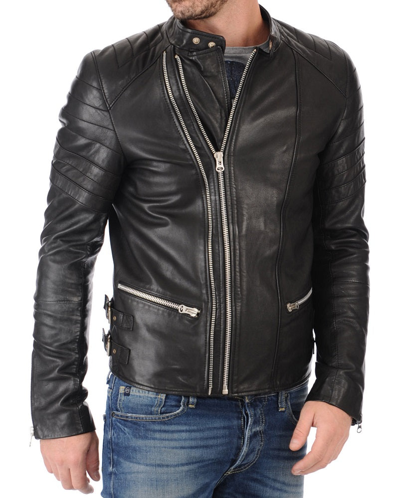 Men Lambskin Genuine Leather Jacket MJ292 freeshipping - SkinOutfit