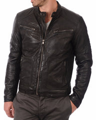 Men Lambskin Genuine Leather Jacket MJ294 freeshipping - SkinOutfit