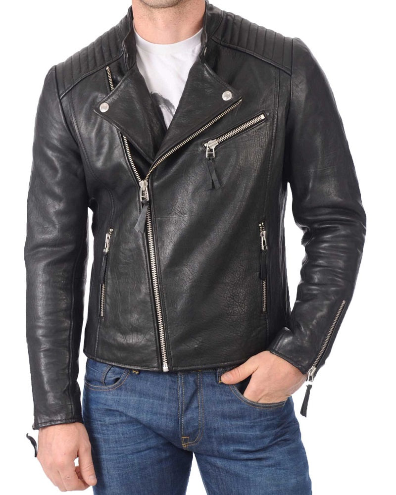 Men Lambskin Genuine Leather Jacket MJ297 freeshipping - SkinOutfit