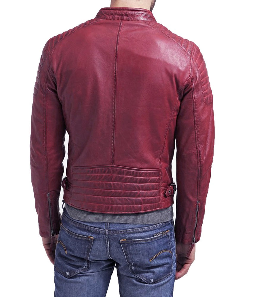 Men Lambskin Genuine Leather Jacket MJ300 freeshipping - SkinOutfit
