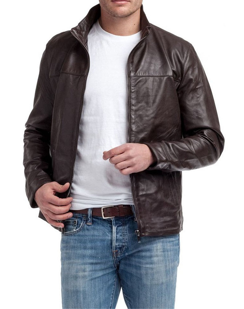 Men Lambskin Genuine Leather Jacket MJ305 freeshipping - SkinOutfit