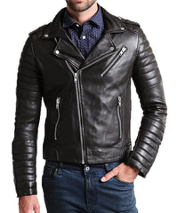 Men Lambskin Genuine Leather Jacket MJ308 freeshipping - SkinOutfit