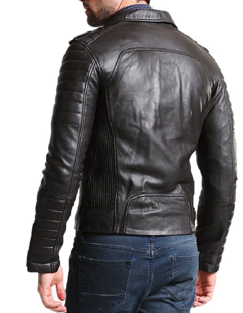Men Lambskin Genuine Leather Jacket MJ308 freeshipping - SkinOutfit