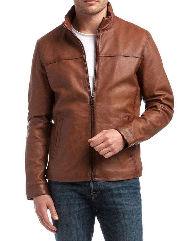 Men Lambskin Genuine Leather Jacket MJ309 freeshipping - SkinOutfit