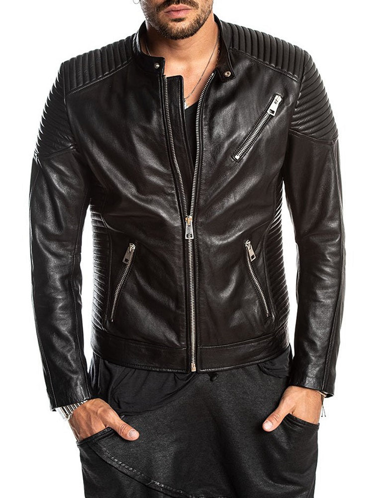 Men Lambskin Genuine Leather Jacket MJ311 freeshipping - SkinOutfit