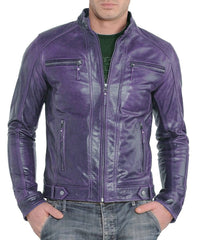 Men Lambskin Genuine Leather Jacket MJ312 freeshipping - SkinOutfit