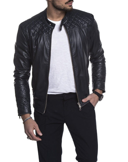 Men Lambskin Genuine Leather Jacket MJ313 freeshipping - SkinOutfit