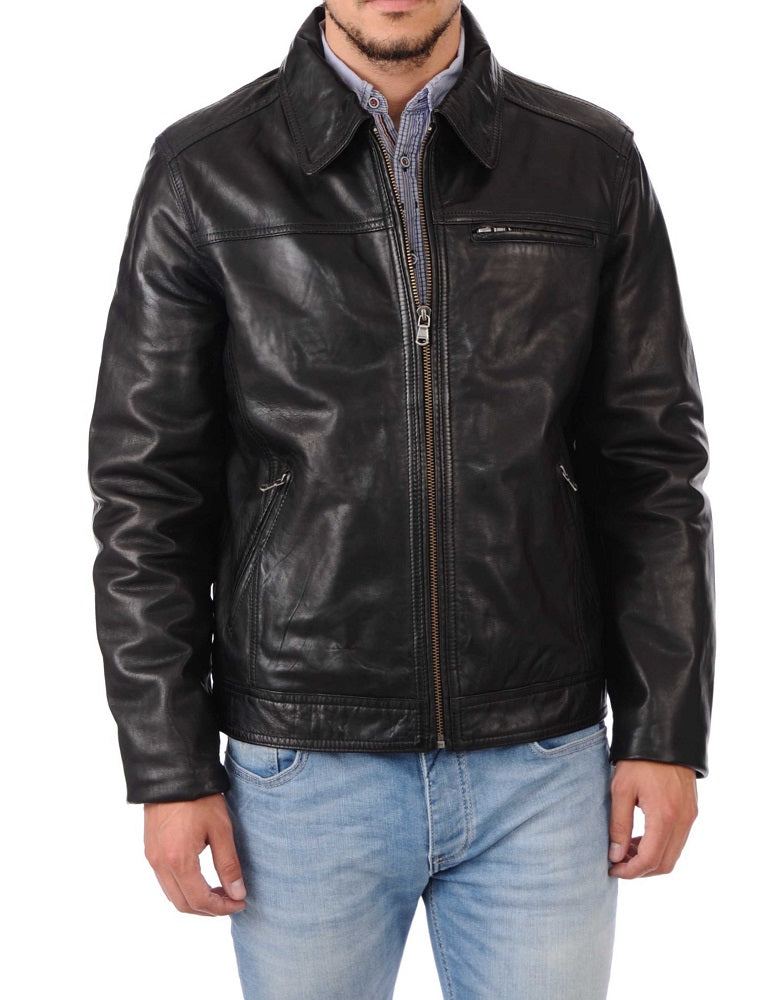 Men Lambskin Genuine Leather Jacket MJ315 freeshipping - SkinOutfit