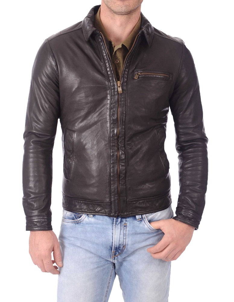 Men Lambskin Genuine Leather Jacket MJ317 freeshipping - SkinOutfit