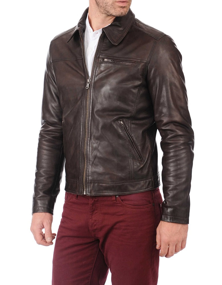Men Lambskin Genuine Leather Jacket MJ319 freeshipping - SkinOutfit