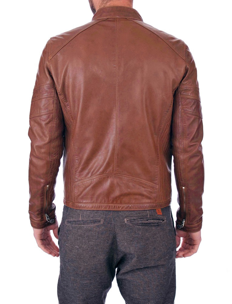 Men Lambskin Genuine Leather Jacket MJ320 freeshipping - SkinOutfit
